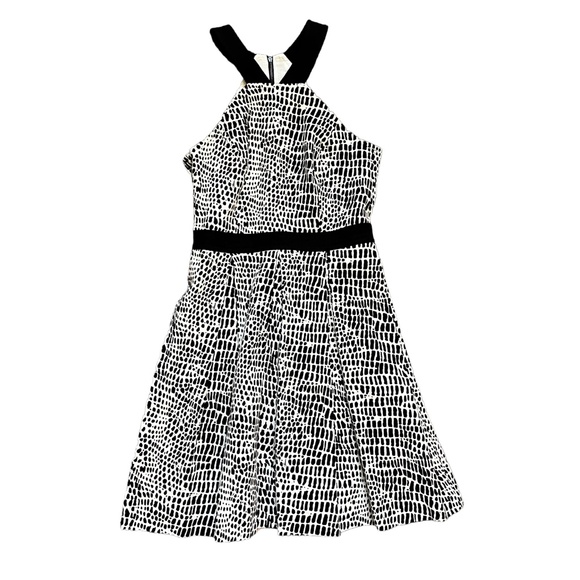 Trina Turk Cotton Fit & Flare Zola Halter Black & White Mini Dress, Size 2 - Picture 2 of 5
